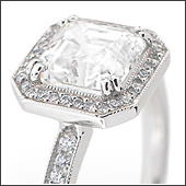 Platinum ring with 1.5ct Asher cut center diamond and pavé diamonds