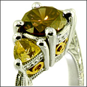 Brown diamand in platinum - hand engraved