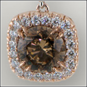 Champagne diamonds set in 18k rose gold with white accent diamonds